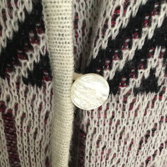 LeROY Women's Knitwear Beige Tan Aztec Native Mohair Tunic Cardigan Sweater Sz M - Picture 5 of 9